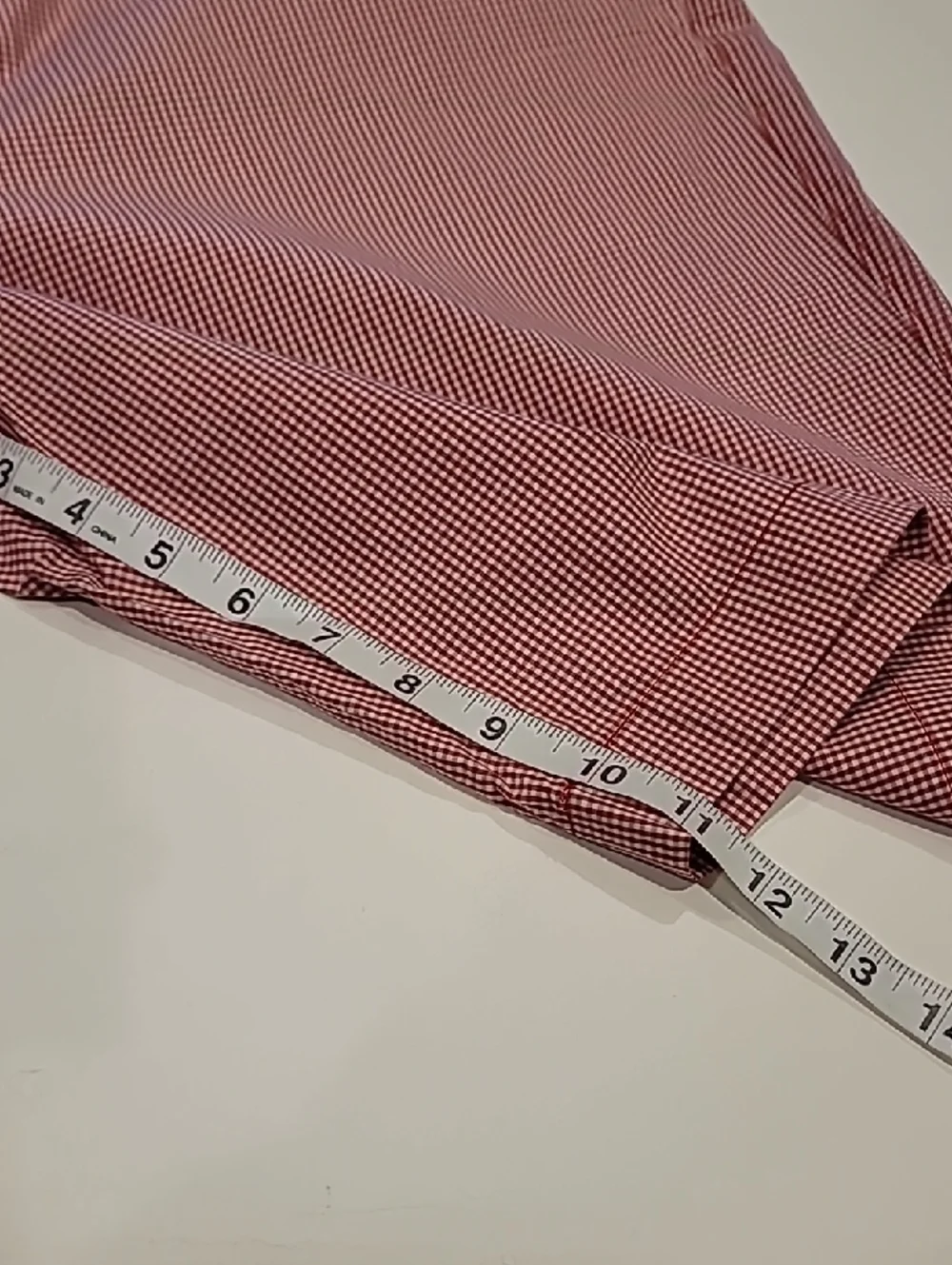 J. Crew Men's Red Micro-Check Flat Front Shorts 38 All Cotton